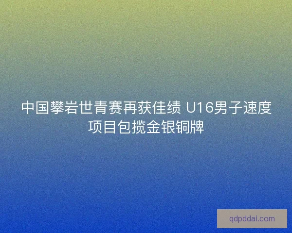 中国攀岩世青赛再获佳绩 U16男子速度项目包揽金银铜牌