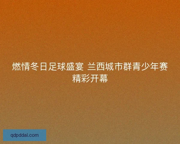 燃情冬日足球盛宴 兰西城市群青少年赛精彩开幕